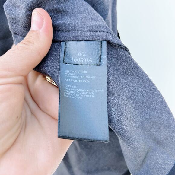 AllSaints Leopard Silk Mini Dress Black Ruffle Tiered Tank Style 2 Short - Picture 7 of 7